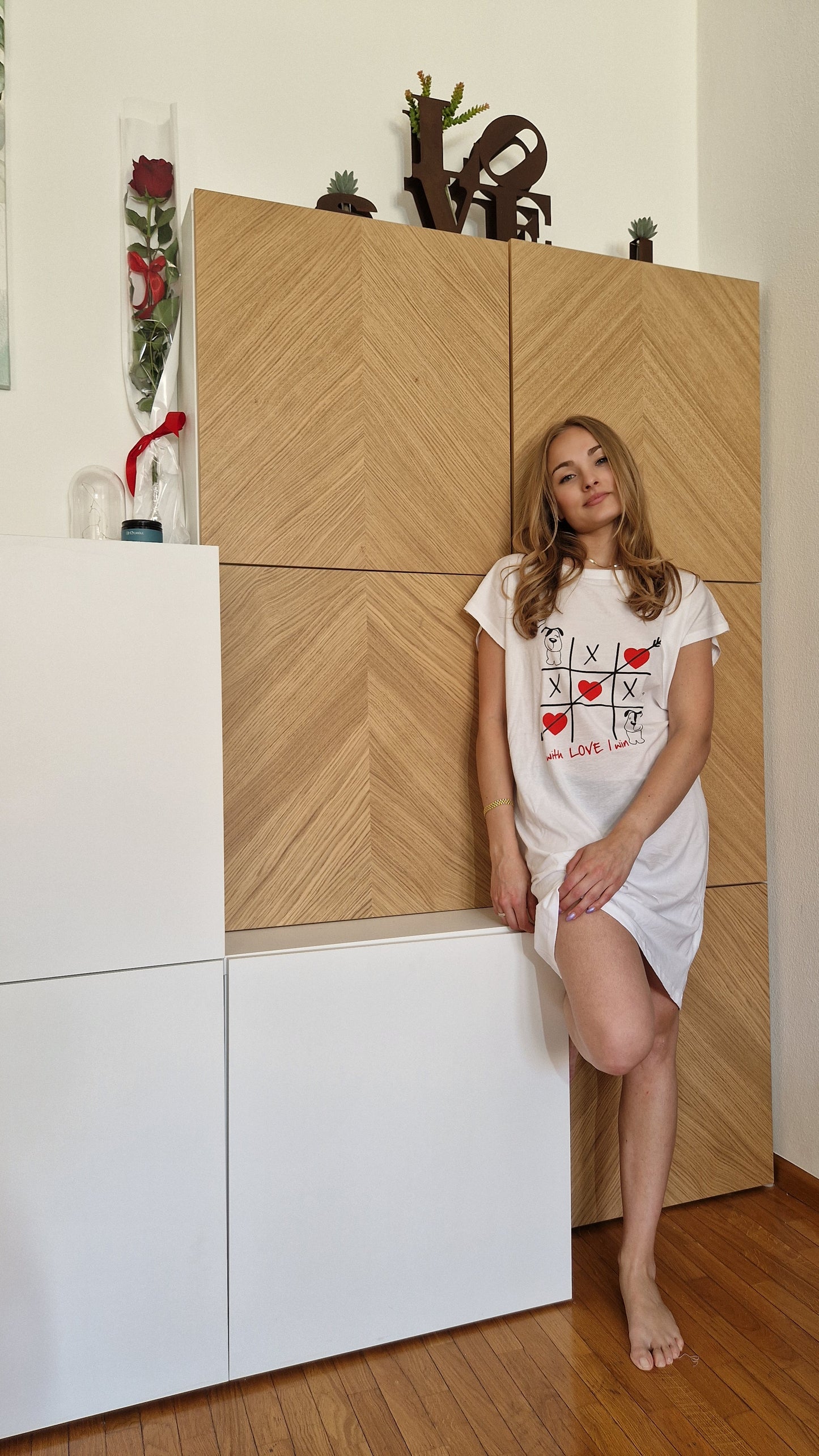 Maxi maglia / camicia da notte a maniche corte SièLei in cotone