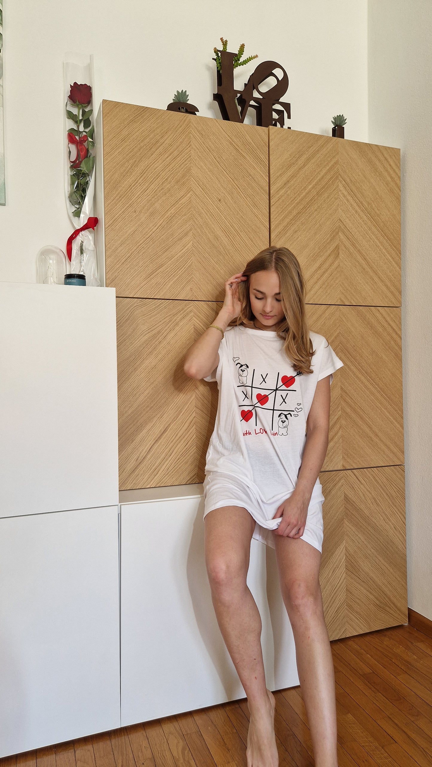Maxi maglia / camicia da notte a maniche corte SièLei in cotone