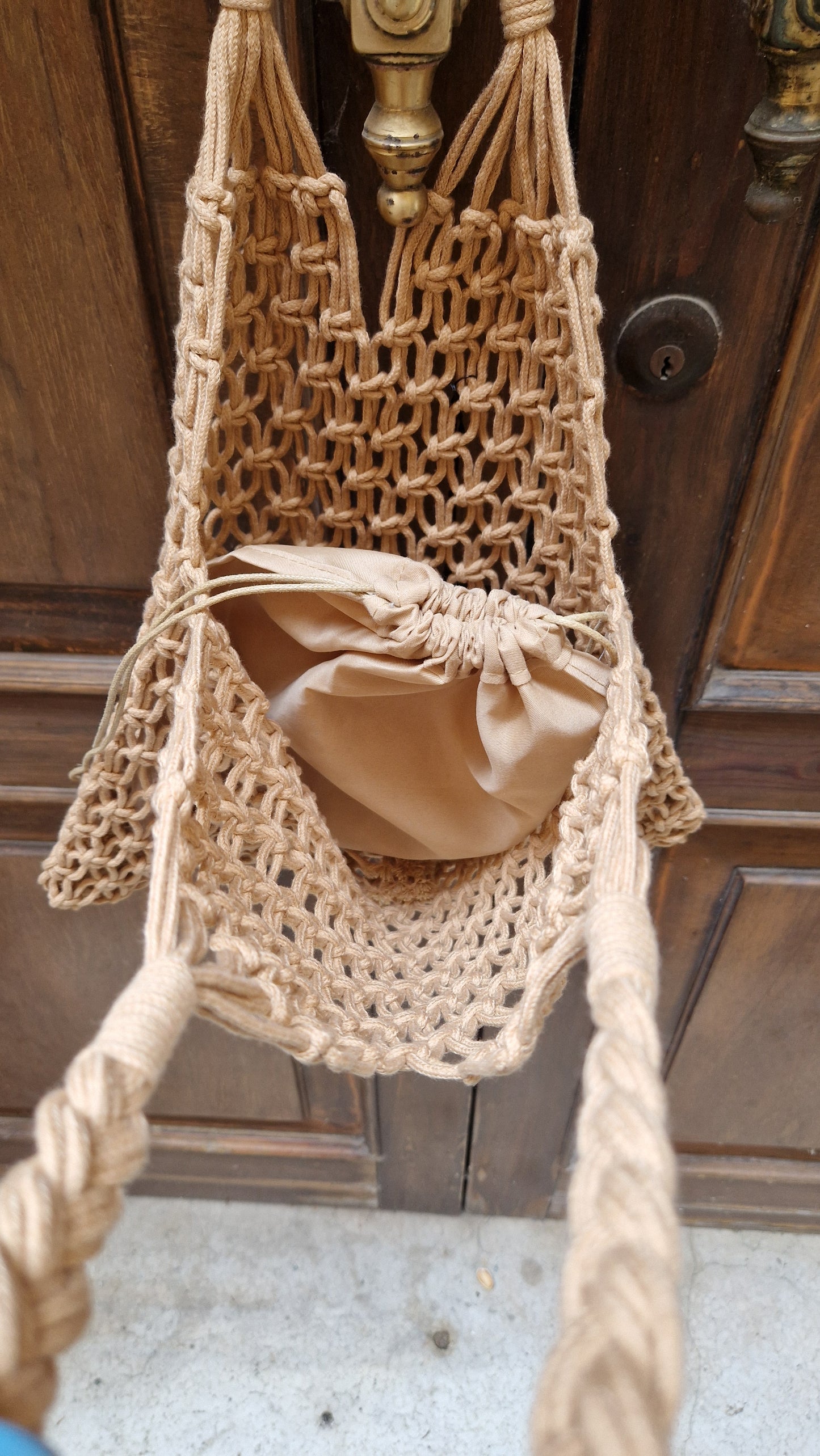Borsa in paglia con bustina incorporata