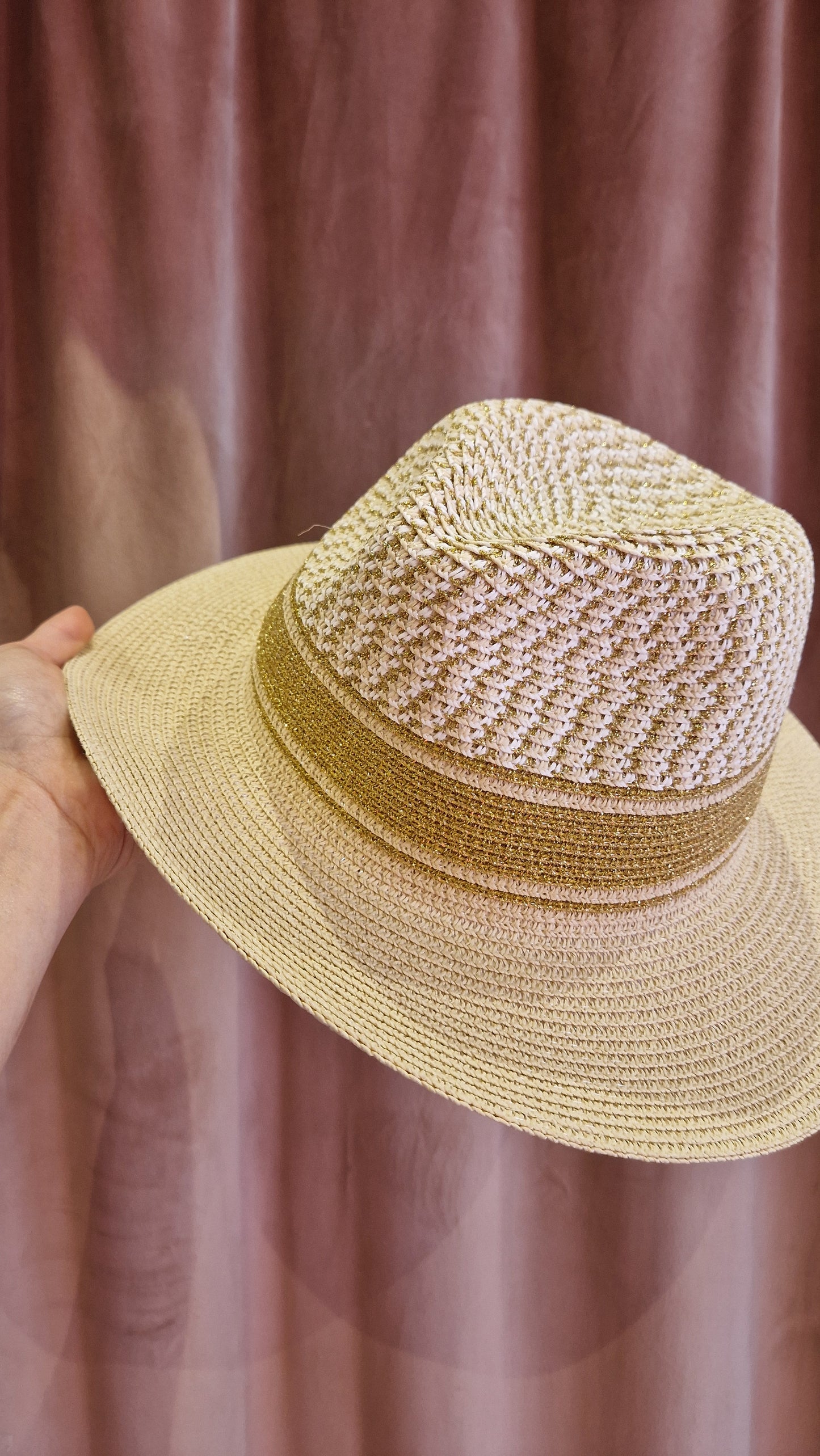 Cappello in paglia panama con lurex