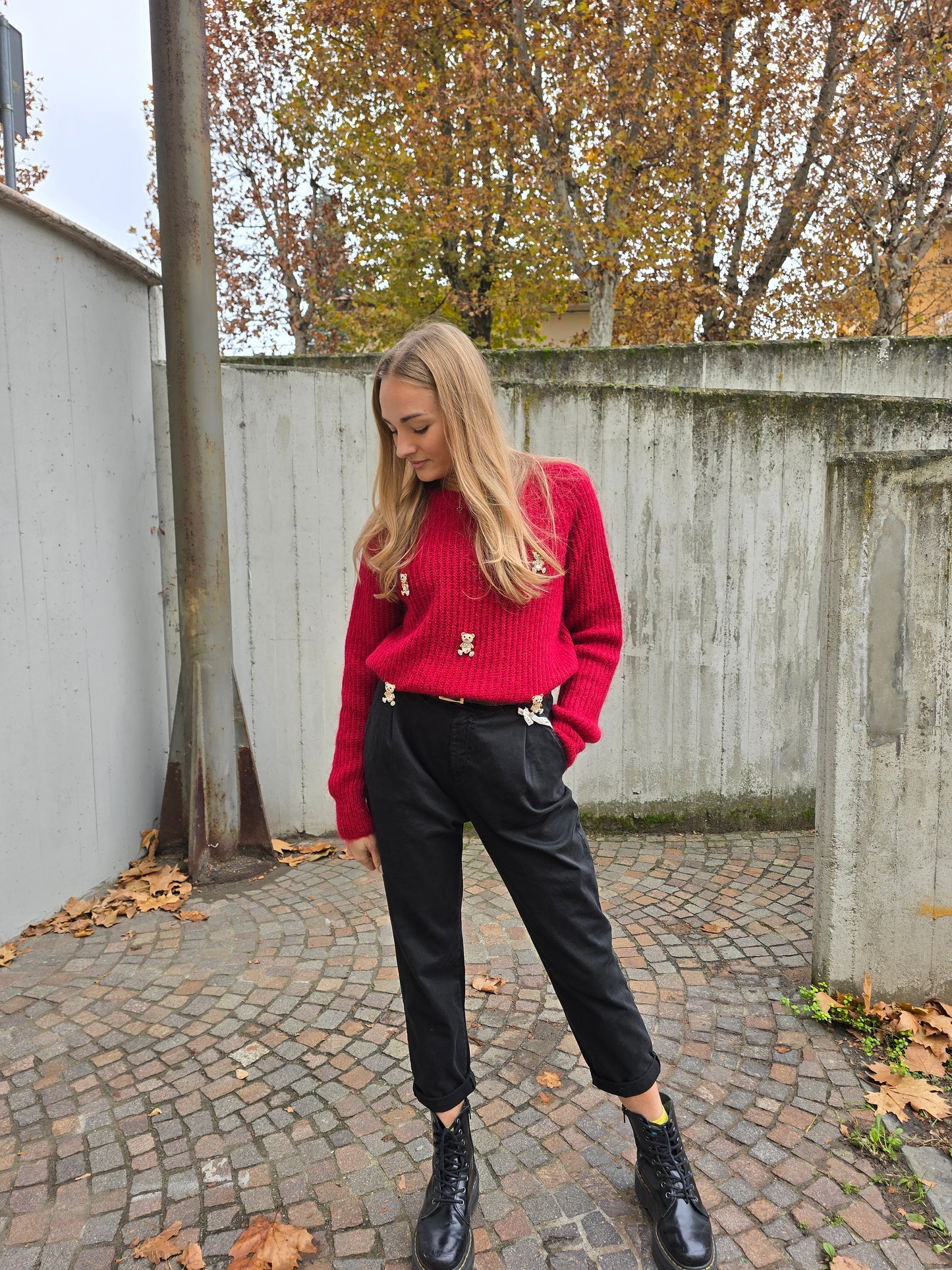 Pantalone in cotone invernale con elastico in vita made in italy