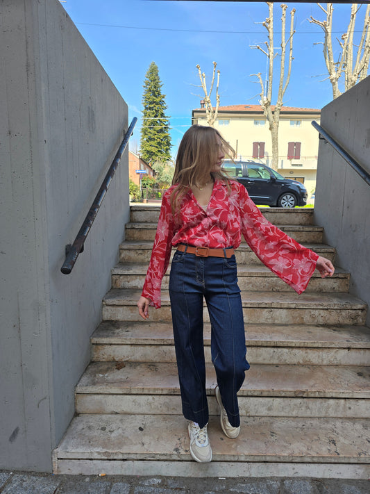 Camicia estiva a fantasia corallo