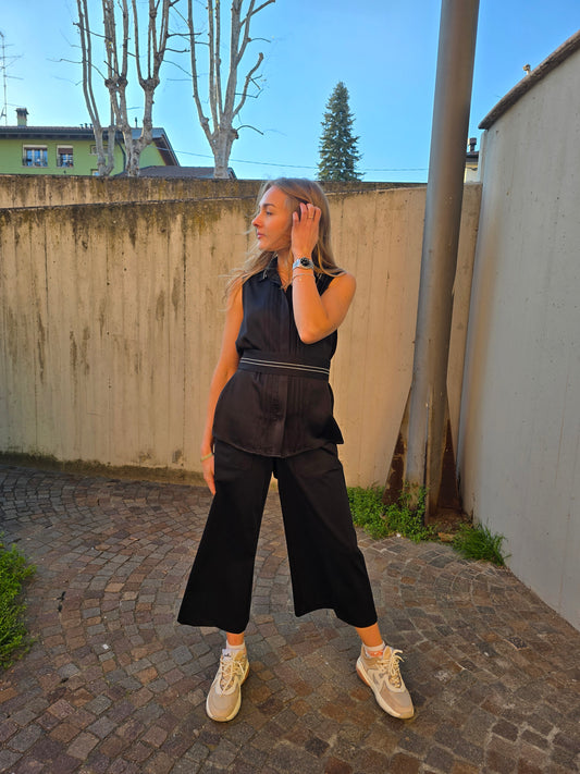 Pantalone con elastico in vita in jersey di viscosa