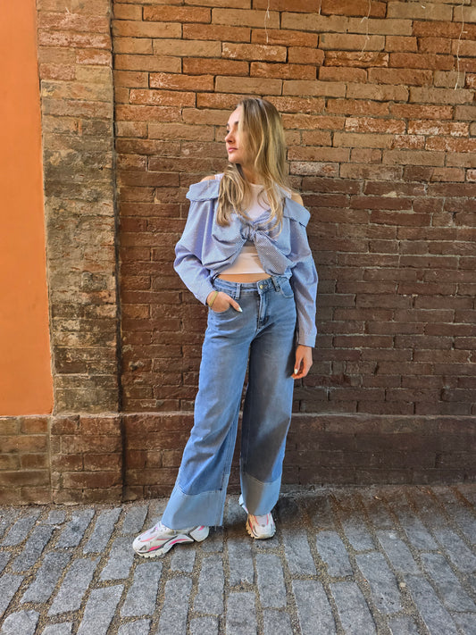 JEANS WIDE gamba larga a vita alta