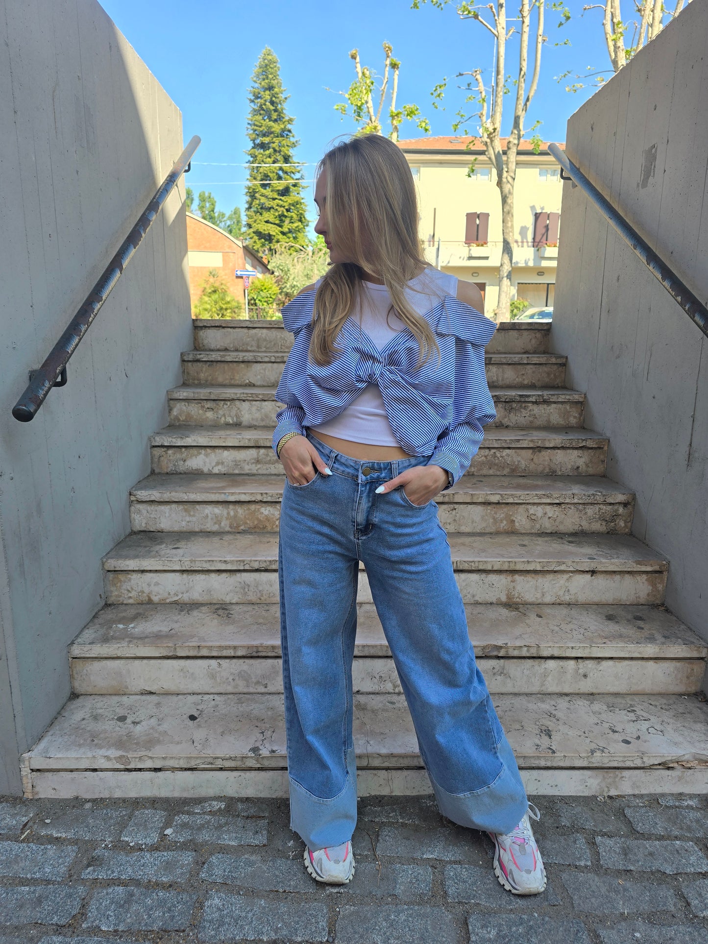 JEANS WIDE gamba larga a vita alta