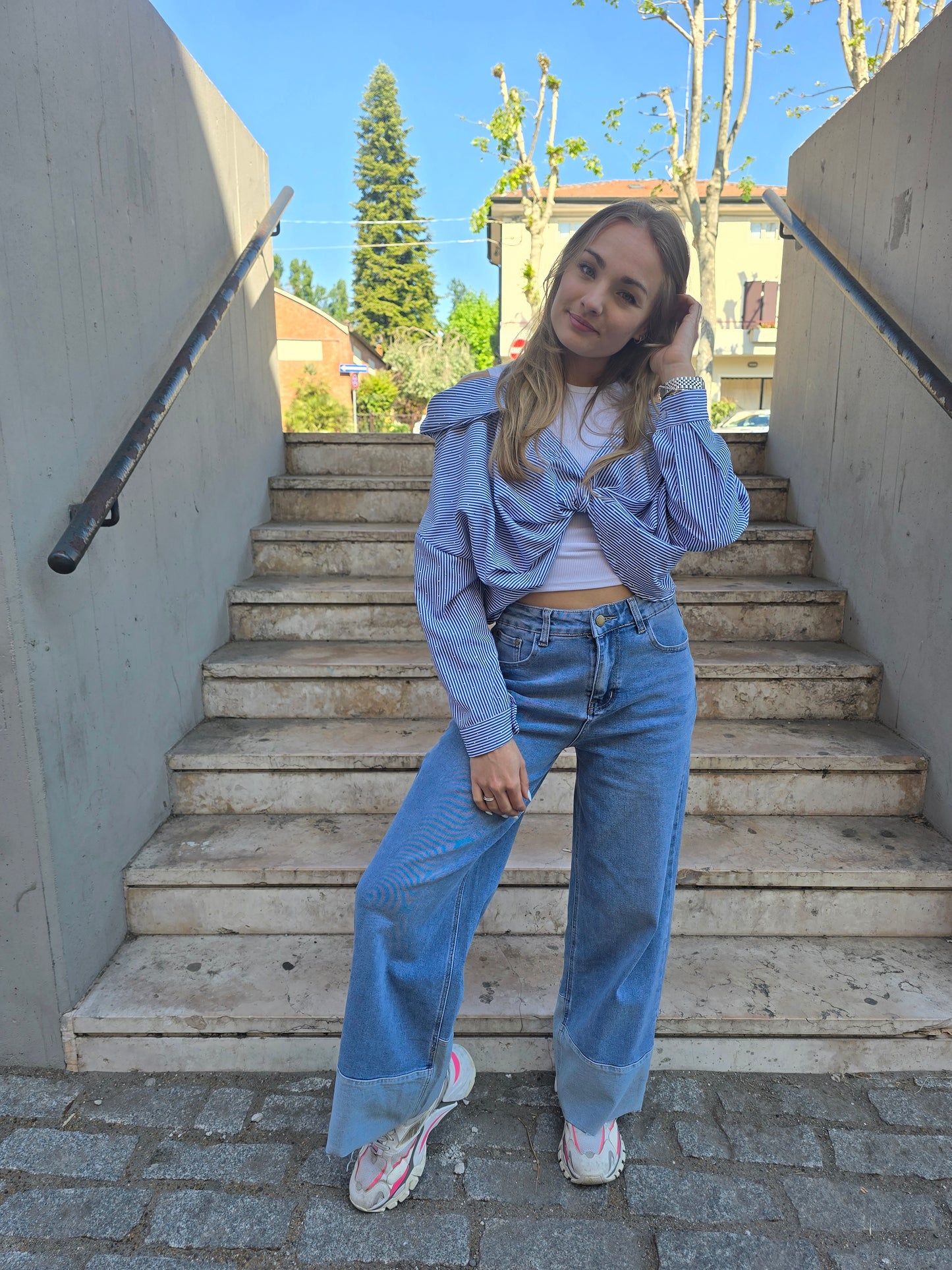 JEANS WIDE gamba larga a vita alta