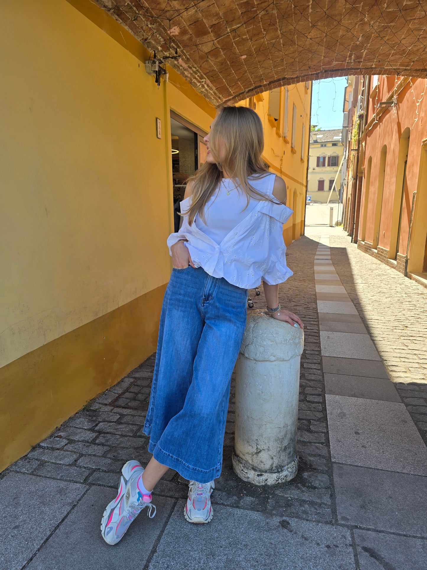 Top camicia in sangallo