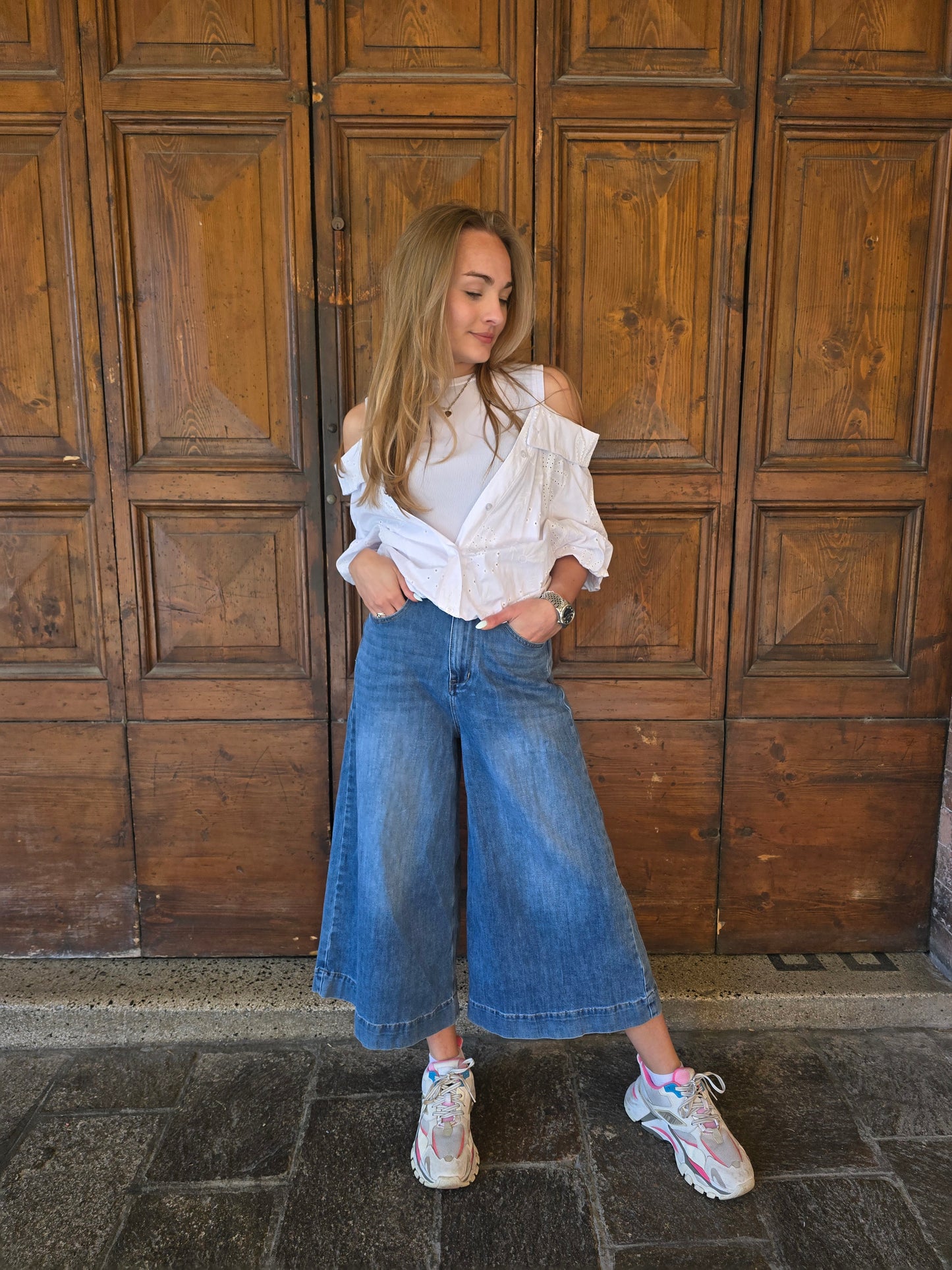 Top camicia in sangallo