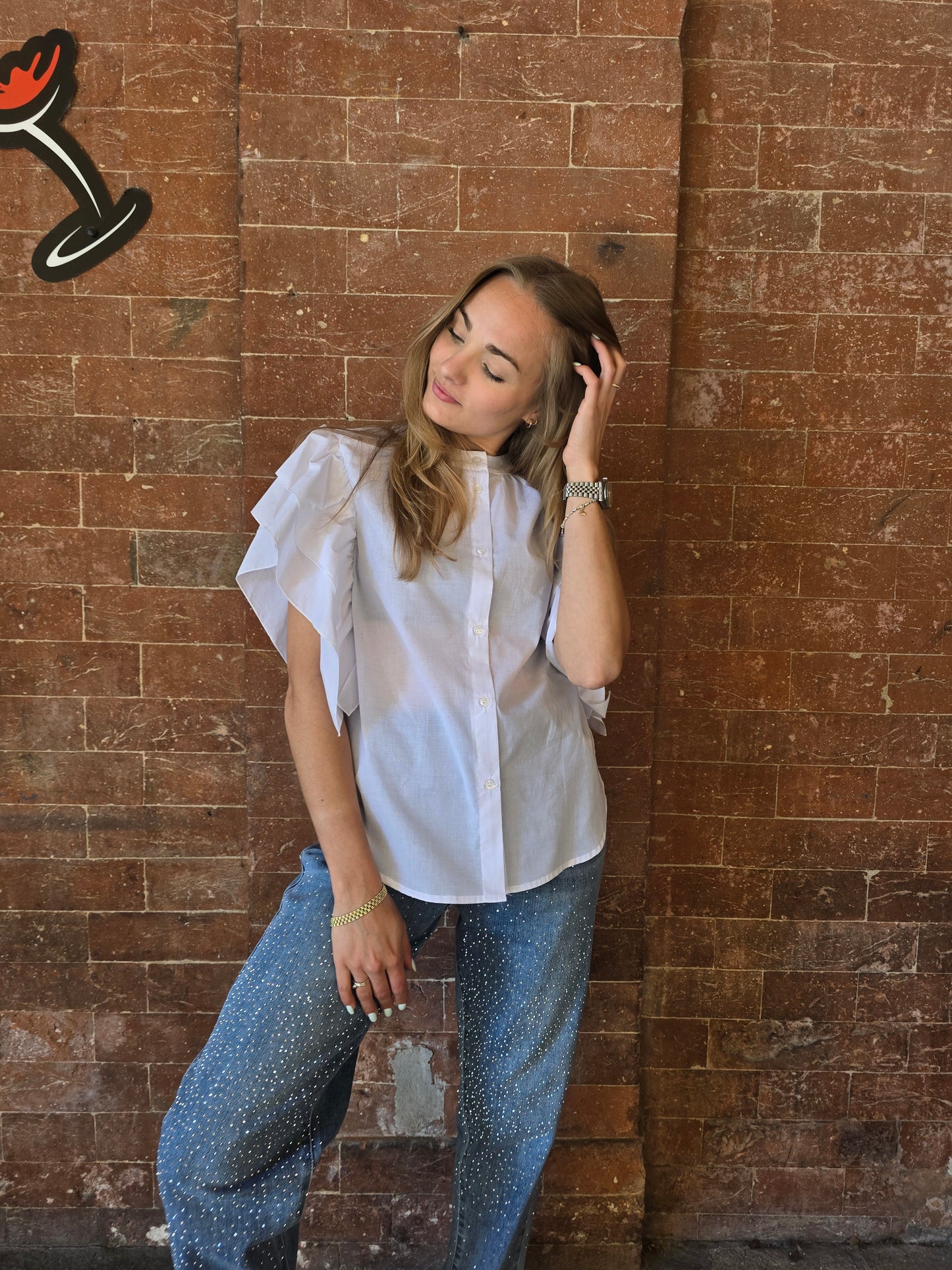 Camicia donna con rouge sulle maniche