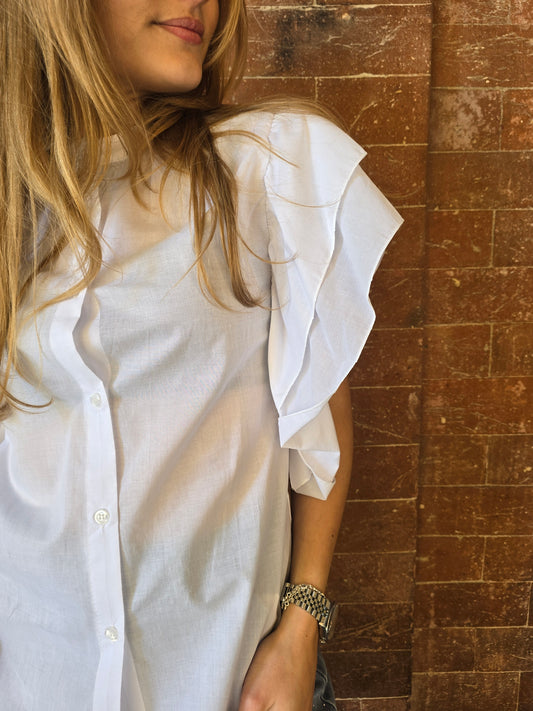 Camicia donna con rouge sulle maniche