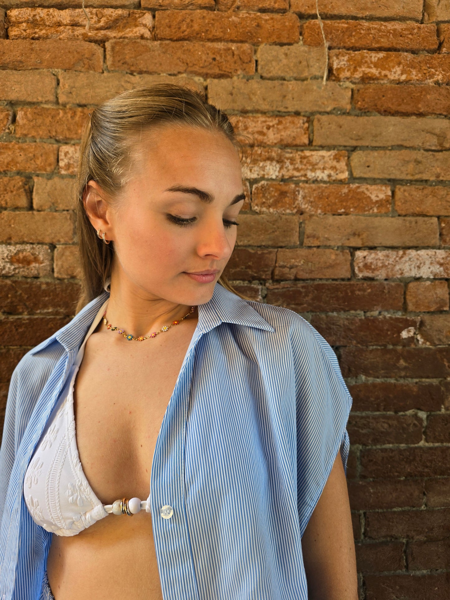 SCONTO 30% NEL CARRELLO Camicia a maniche corte a righe Bianche azzurre