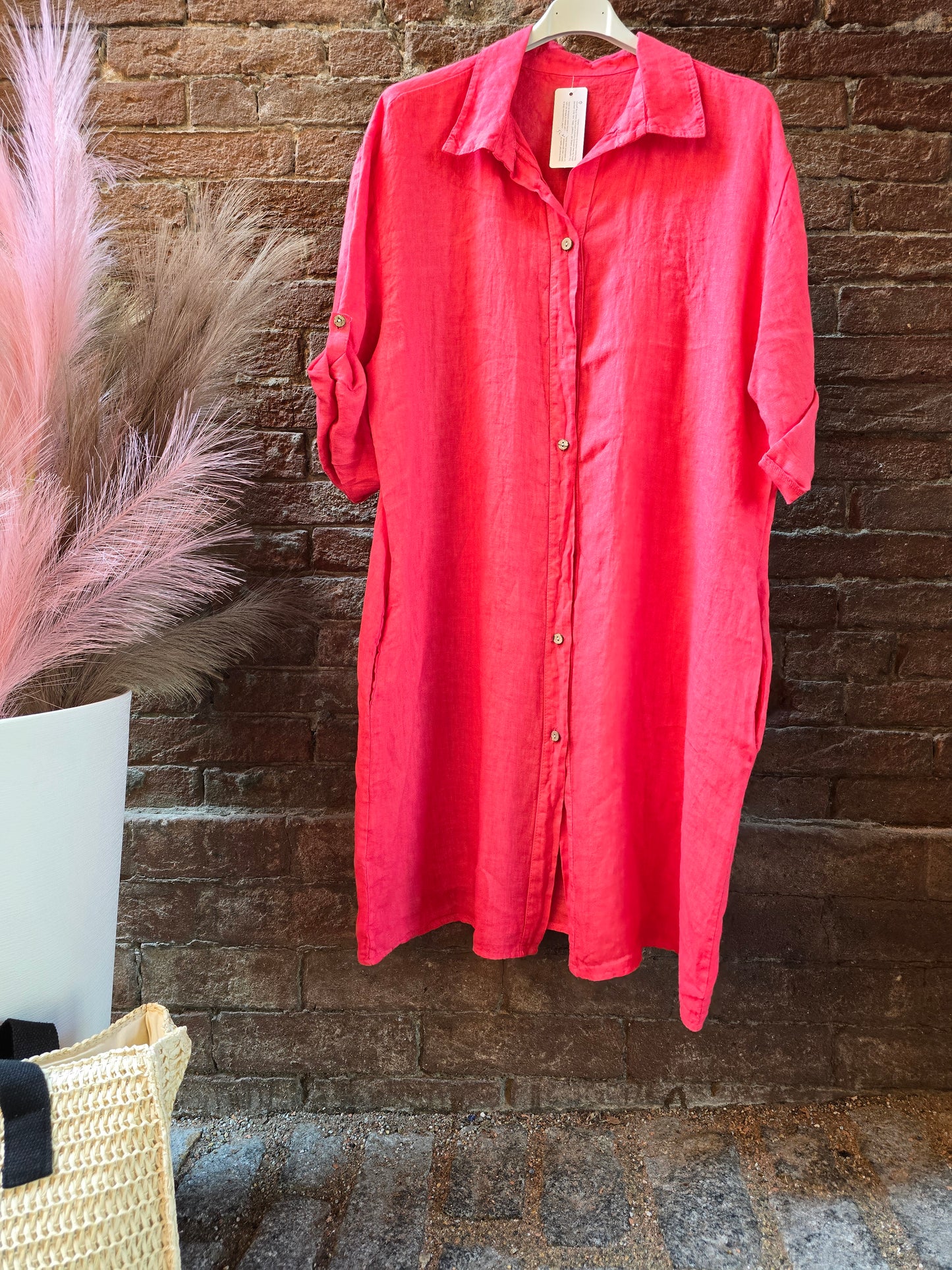 SCONTO 30% NEL CARRELLO Camicia / Abito in 100% lino midi