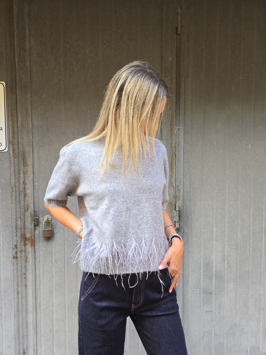 Maglioncino in viscosa con piume