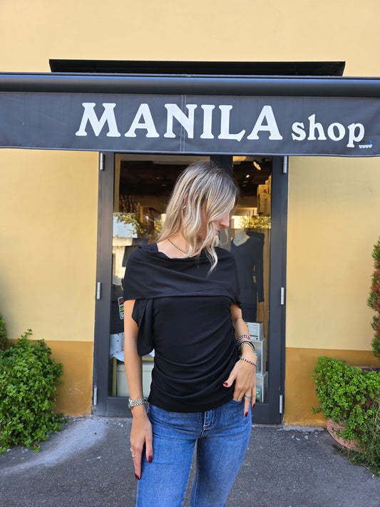 Top senza maniche con sciarpa incorporata