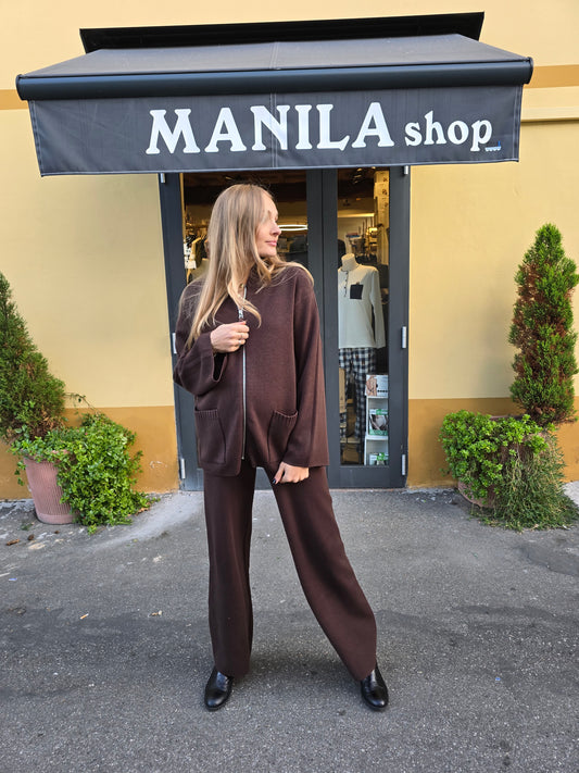 Pantalone in maglia di viscosa con elastico in vita