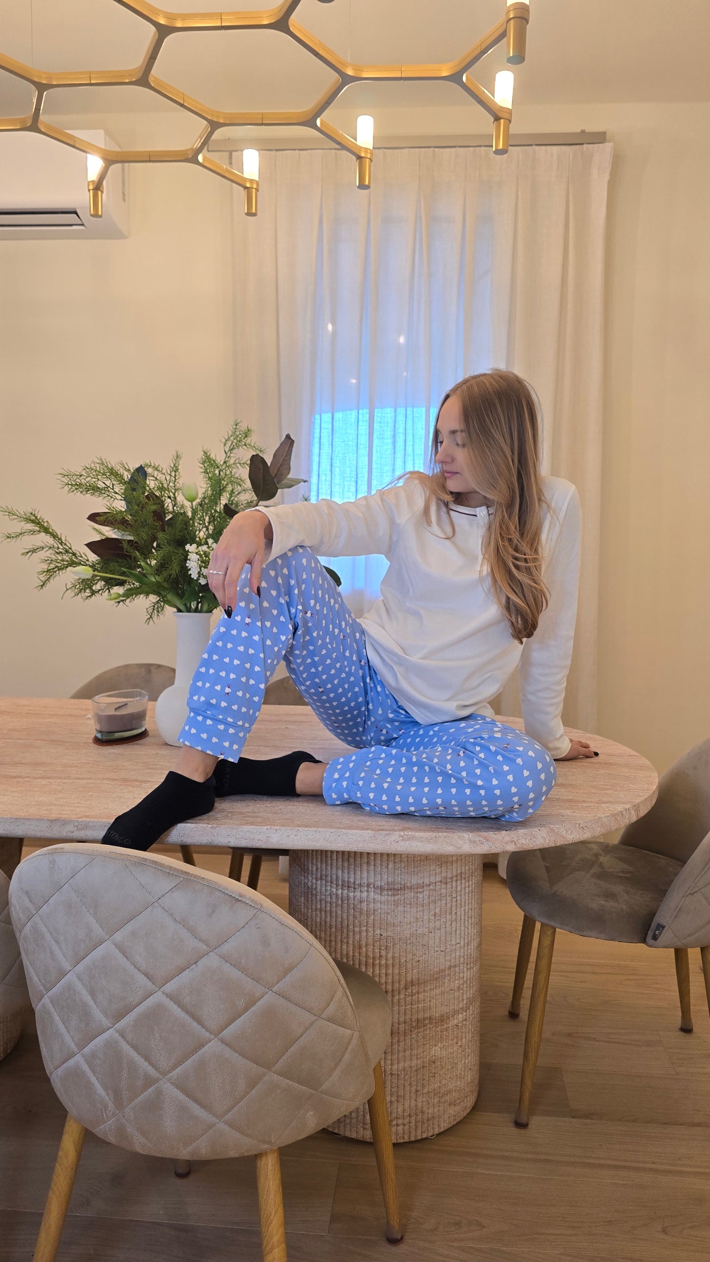 Pigiama caldo cotone Brilliamo cuori