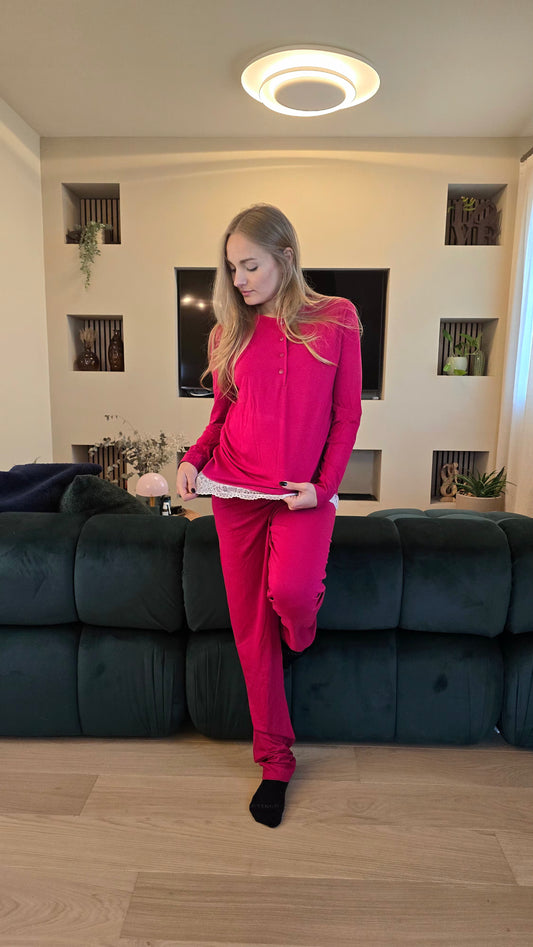 Pigiama in viscosa invernale con pizzo Brilliamo