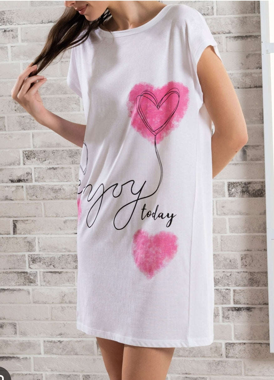 Maxi maglia / camicia da notte a maniche corte SièLei in cotone