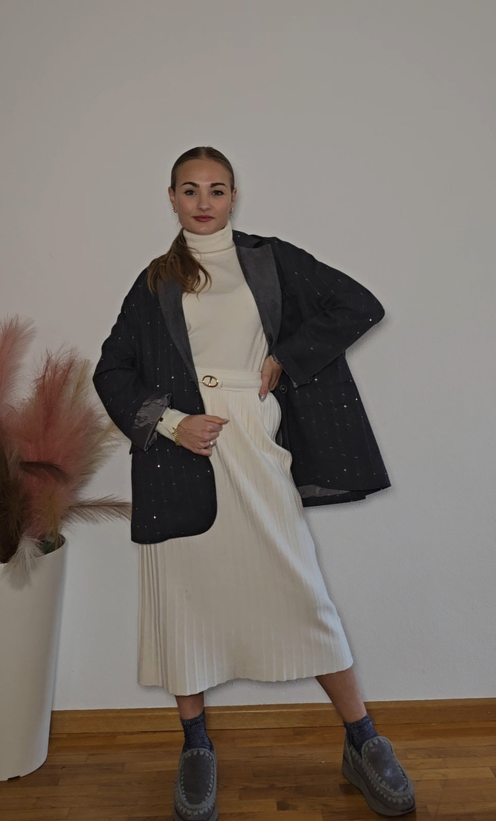 Blazer Oversize grigio con paillettes