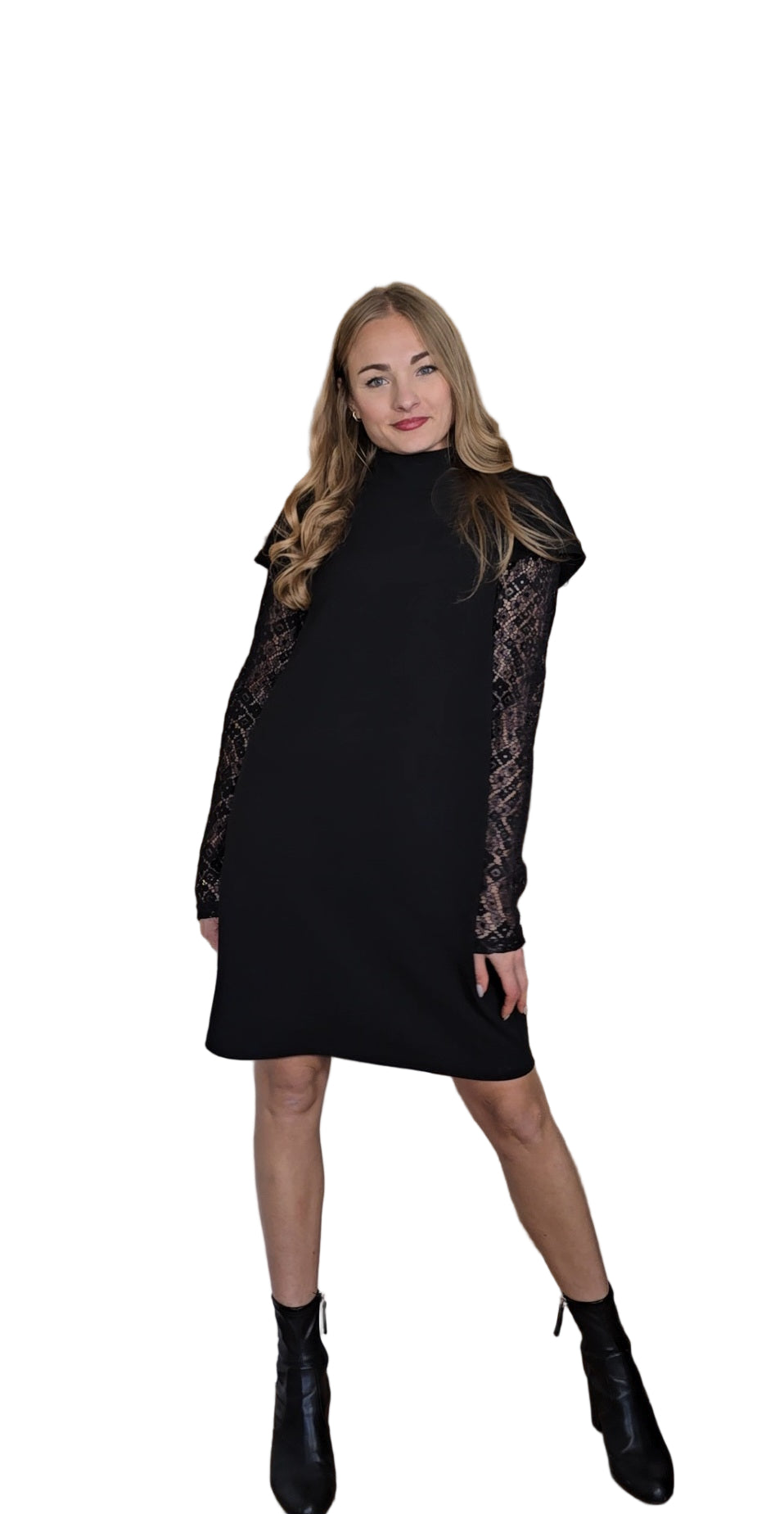 Abito con maniche in pizzo