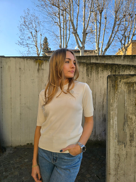 Maglia maniche corte con applicazioni