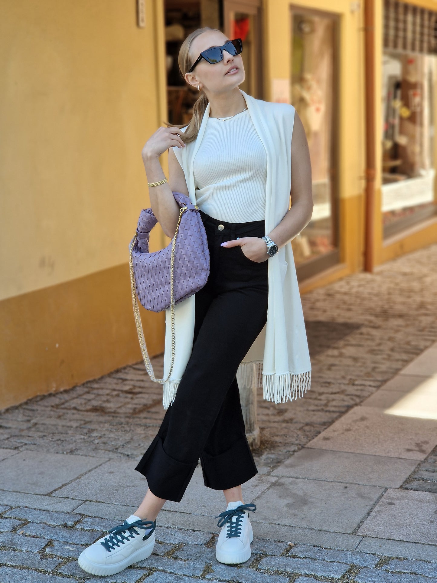 Borsa LUISA in Ecopelle Intrecciata - Con Tracolla Removibile