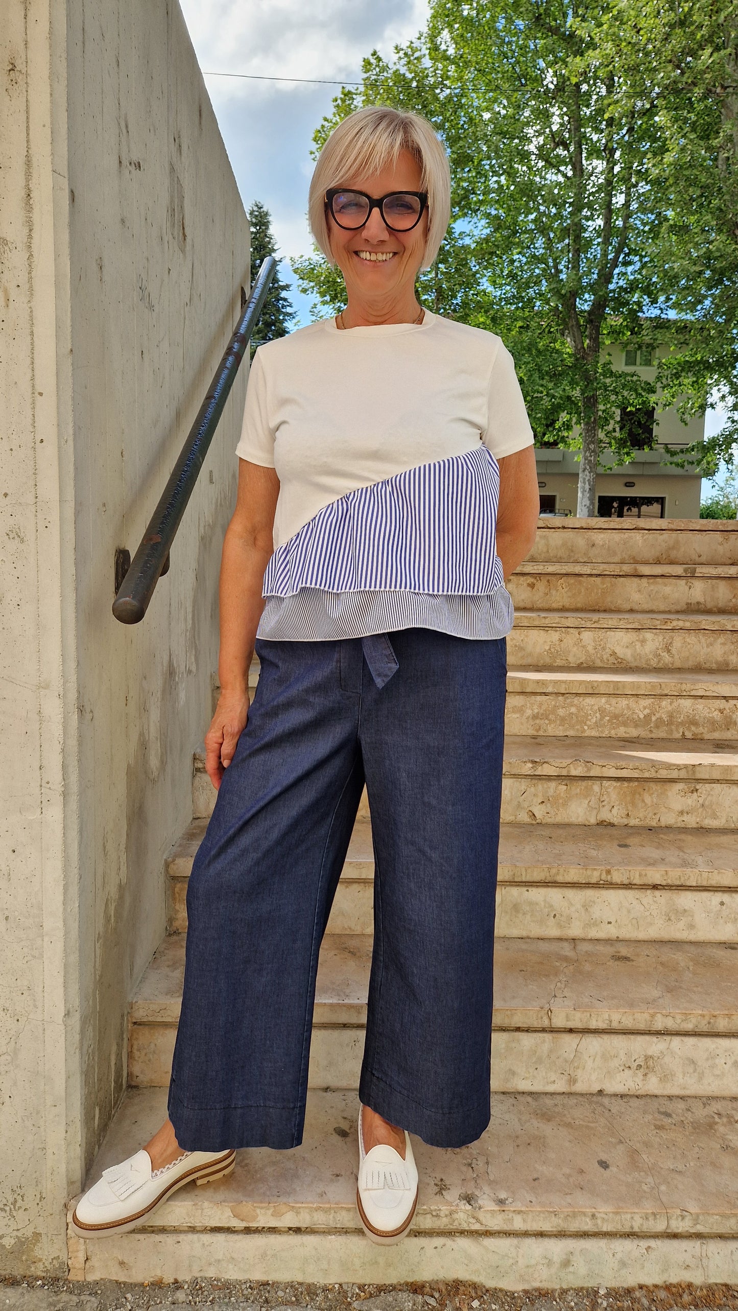 Pantalone in cotone con elastico in vita
