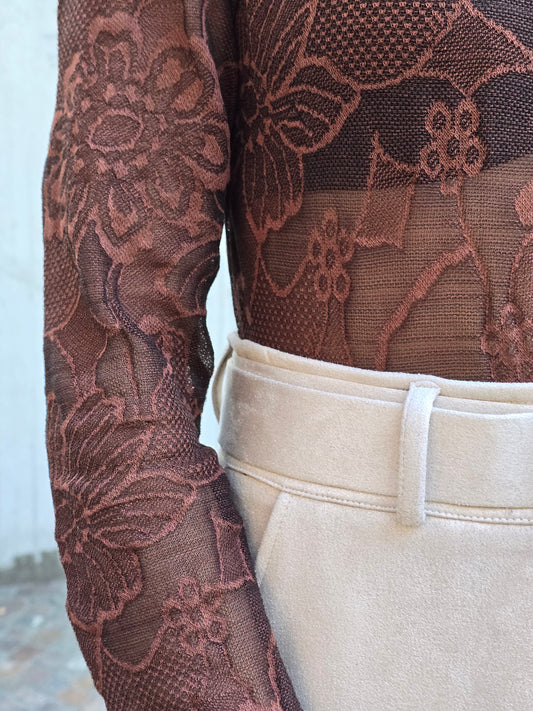 Body in pizzo a maniche lunghe