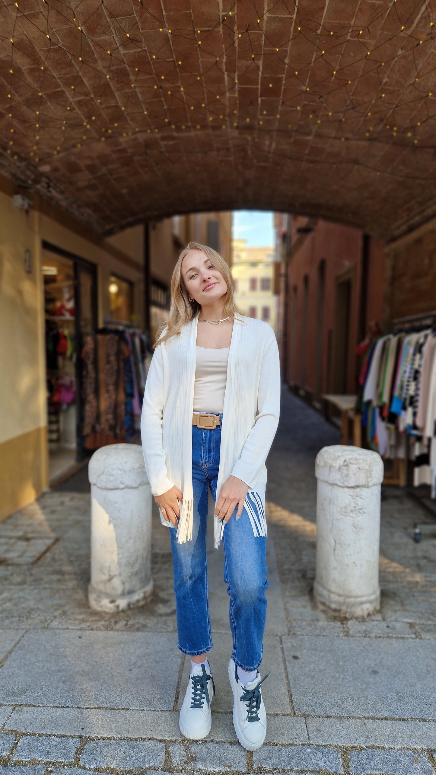 Cardigan con frange in viscosa estiva