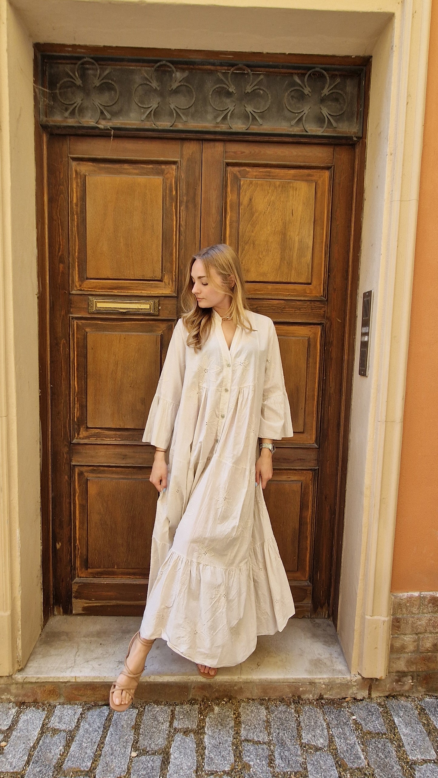 Maxi abito in cotone lungo