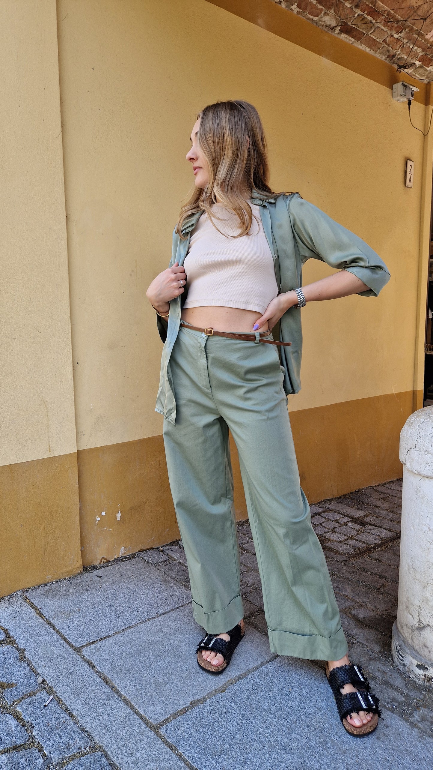 Pantalone a palazzo in cotone estivo