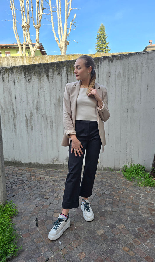 Pantalone con elastico in vita in jersey di viscosa