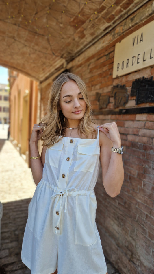 Tuta spalline sottili 100% lino