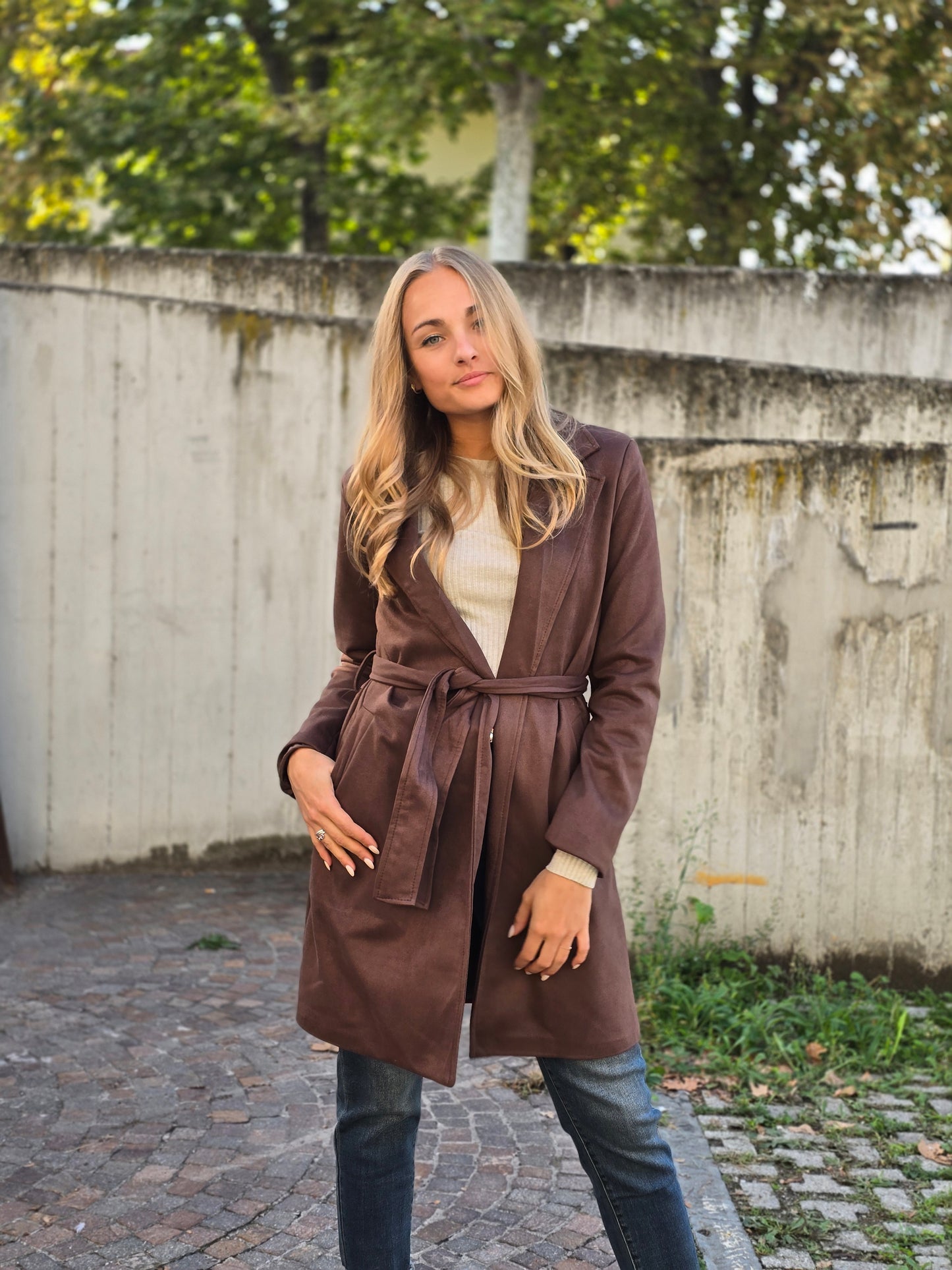 Cappotto in alcantara cioccolato