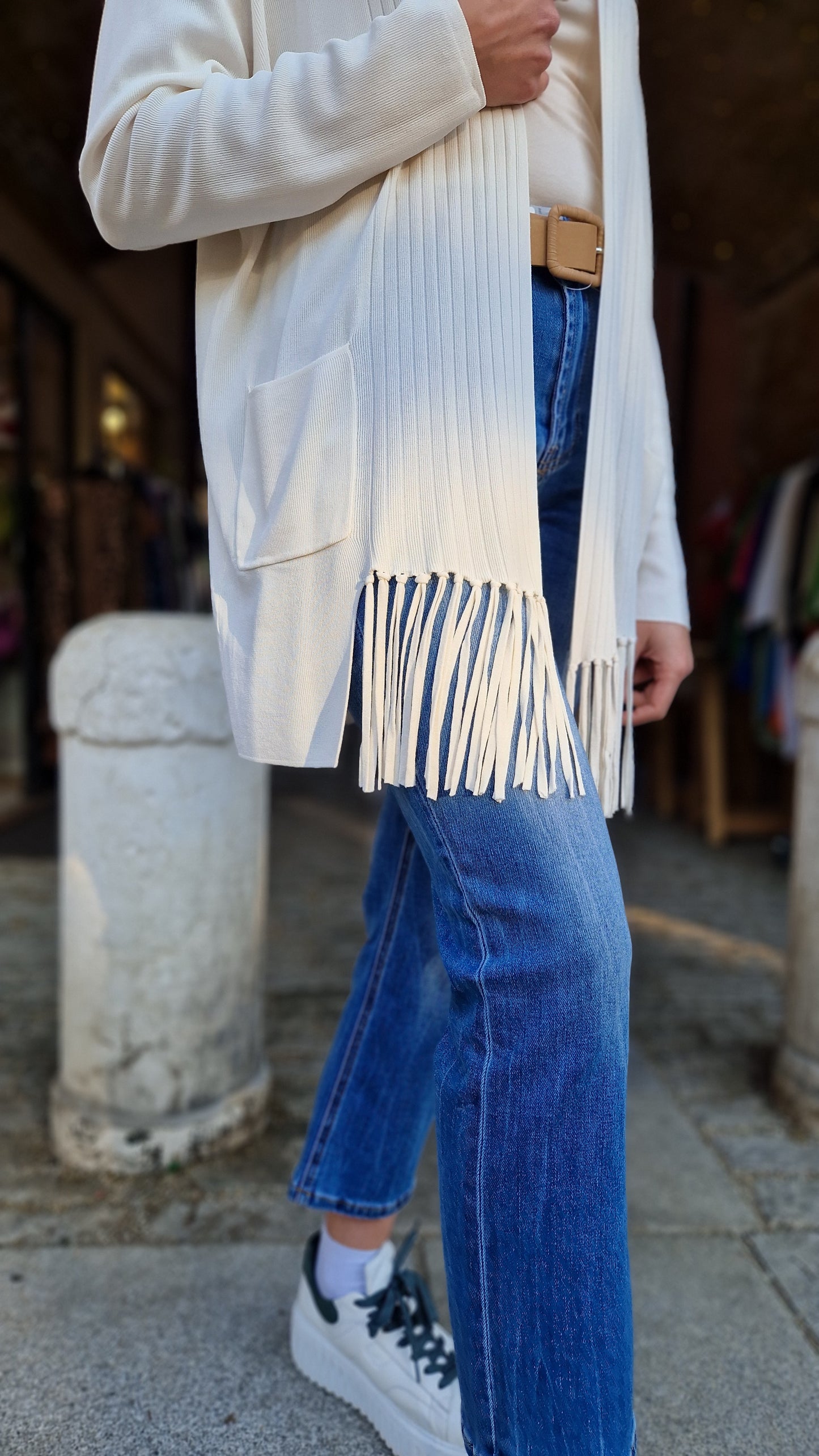 Cardigan con frange in viscosa estiva