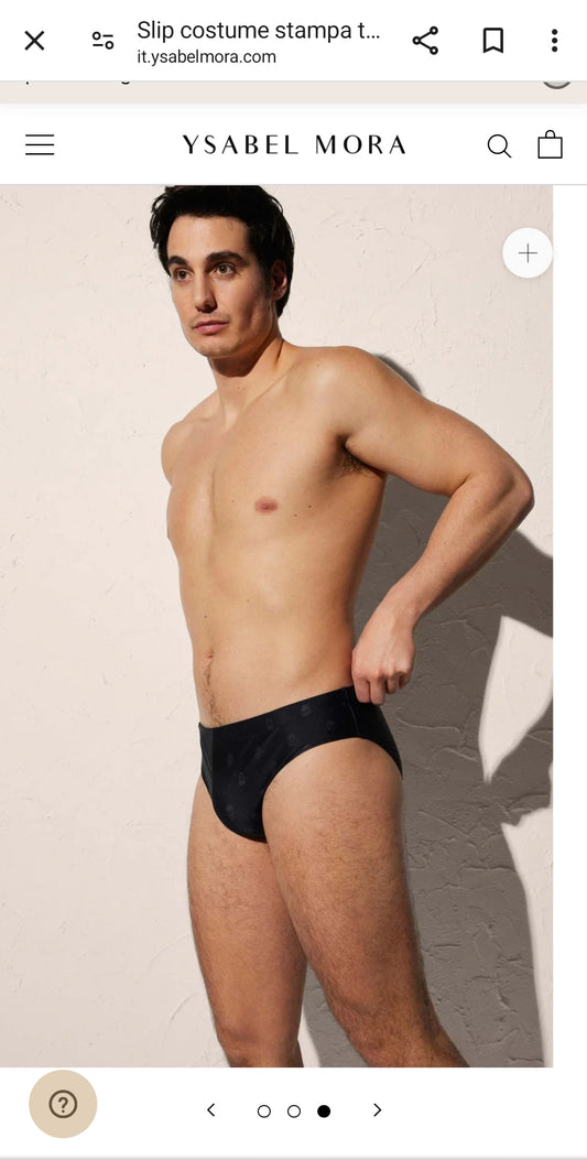 SLIP MARE UOMO NERO CON TESCHI TONO SU TONO