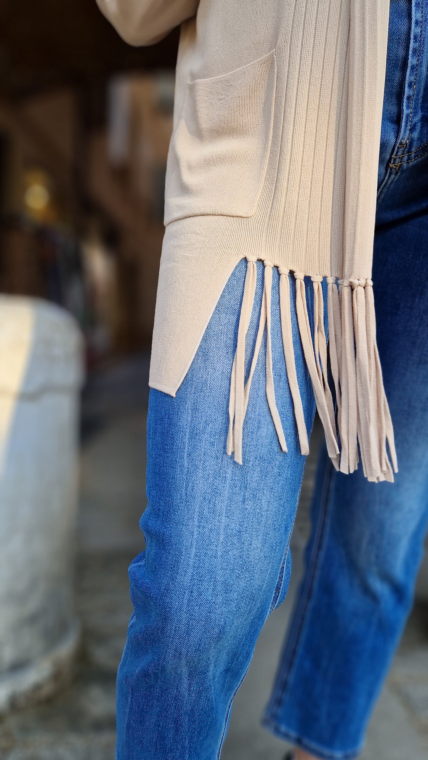 Cardigan con frange in viscosa estiva