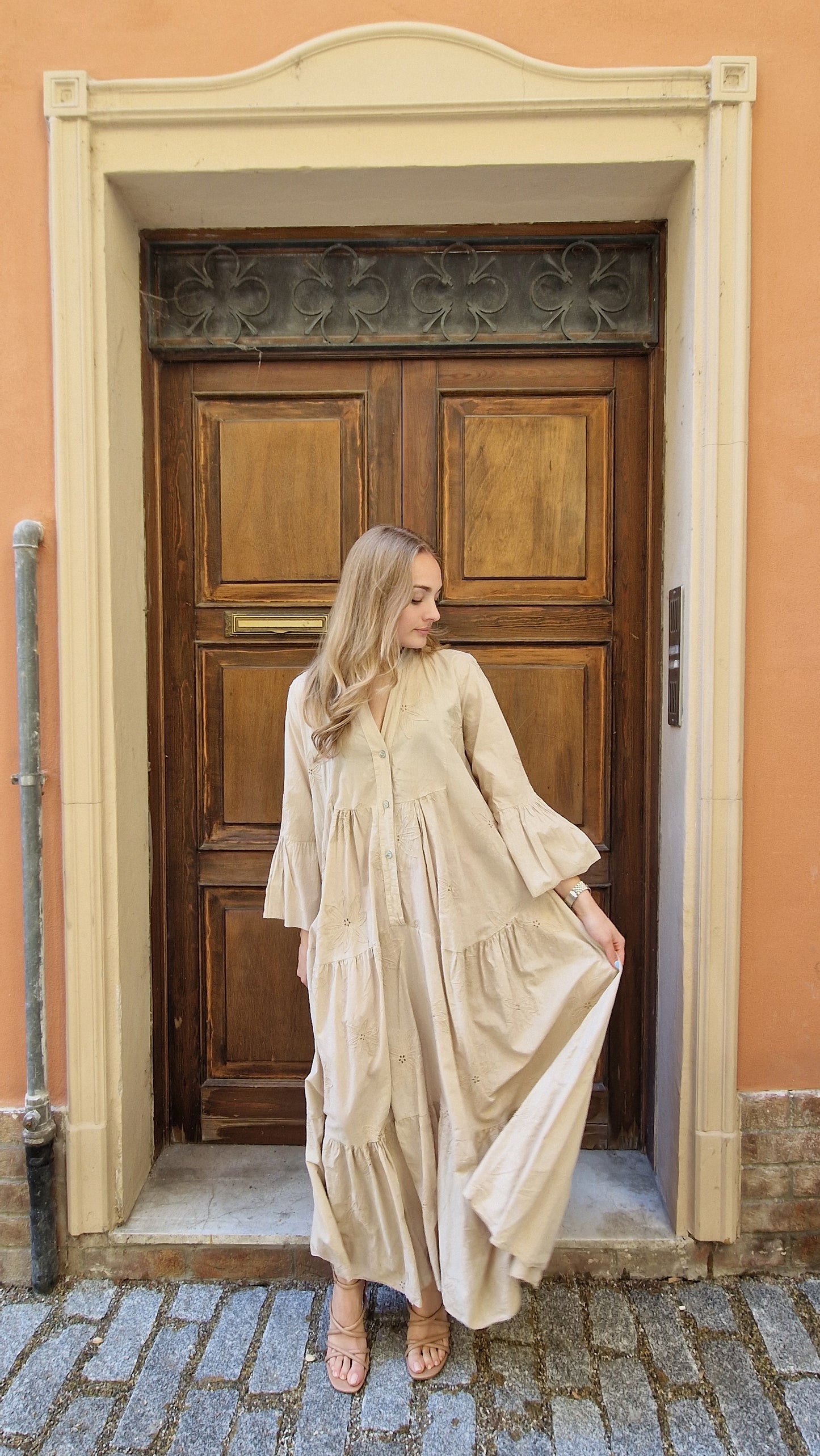 Maxi abito in cotone lungo