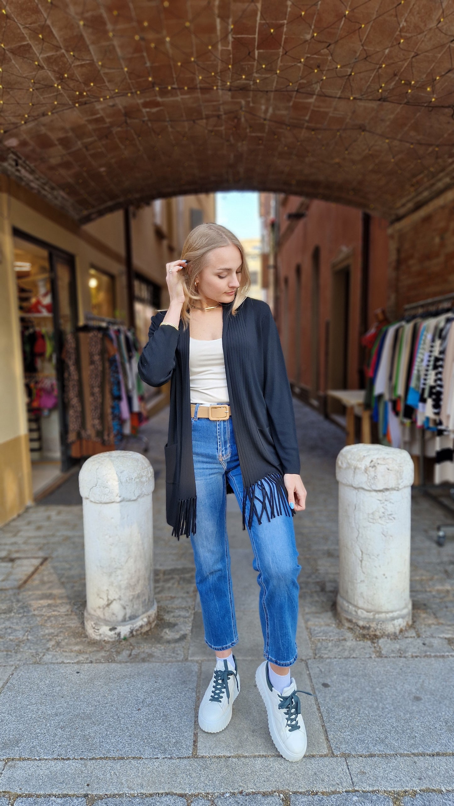 Cardigan con frange in viscosa estiva