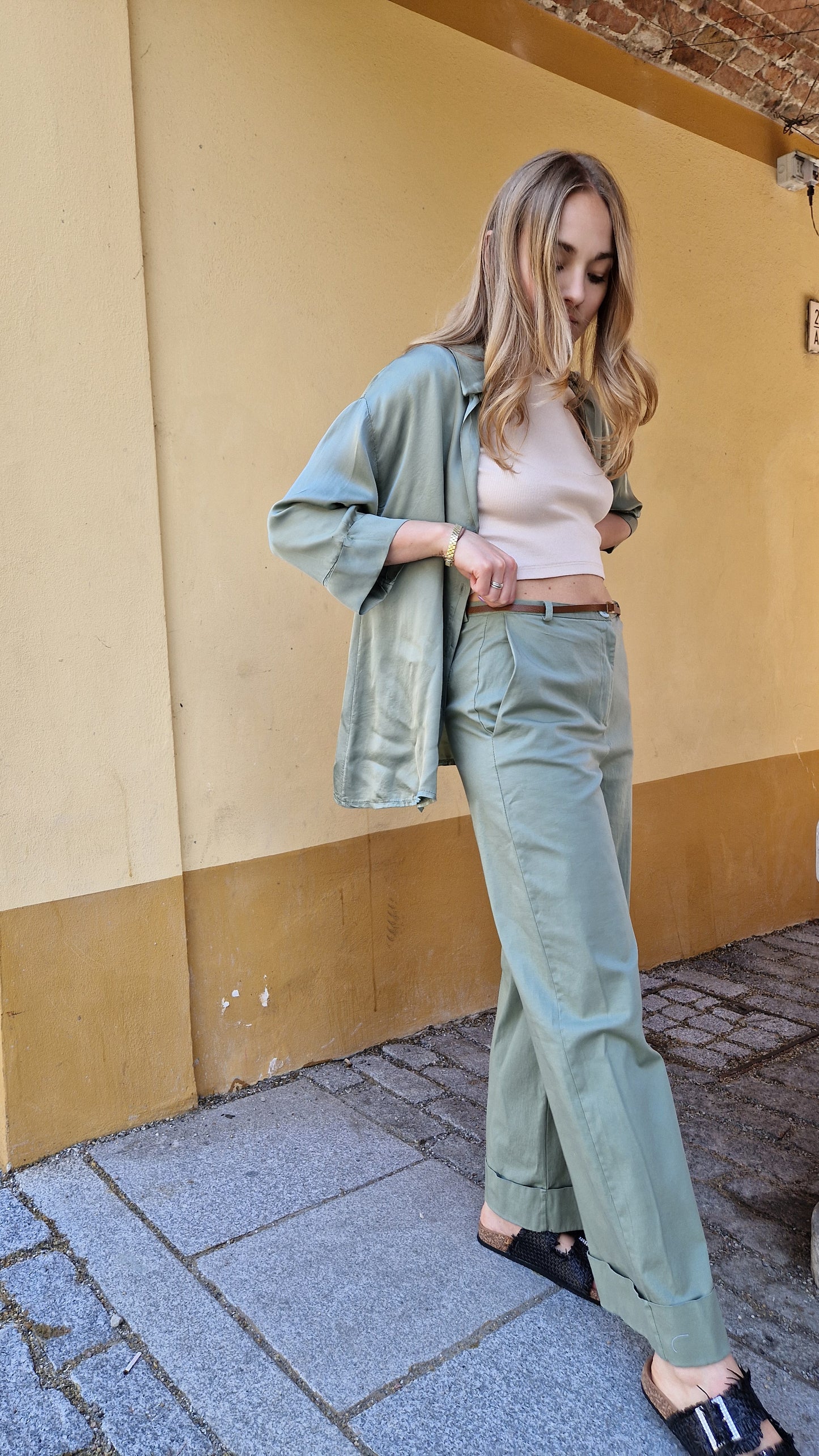 Pantalone a palazzo in cotone estivo