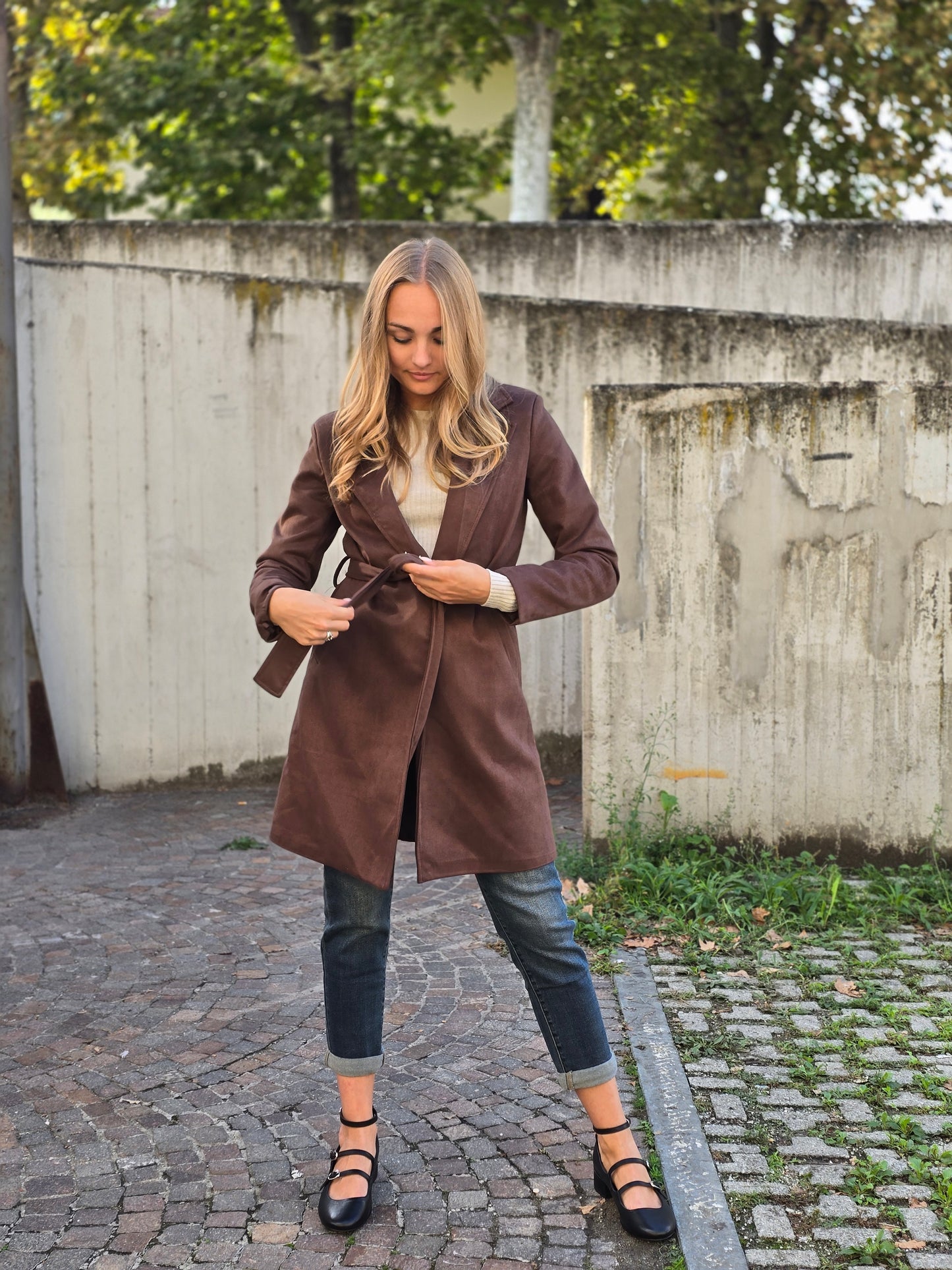 Cappotto in alcantara cioccolato
