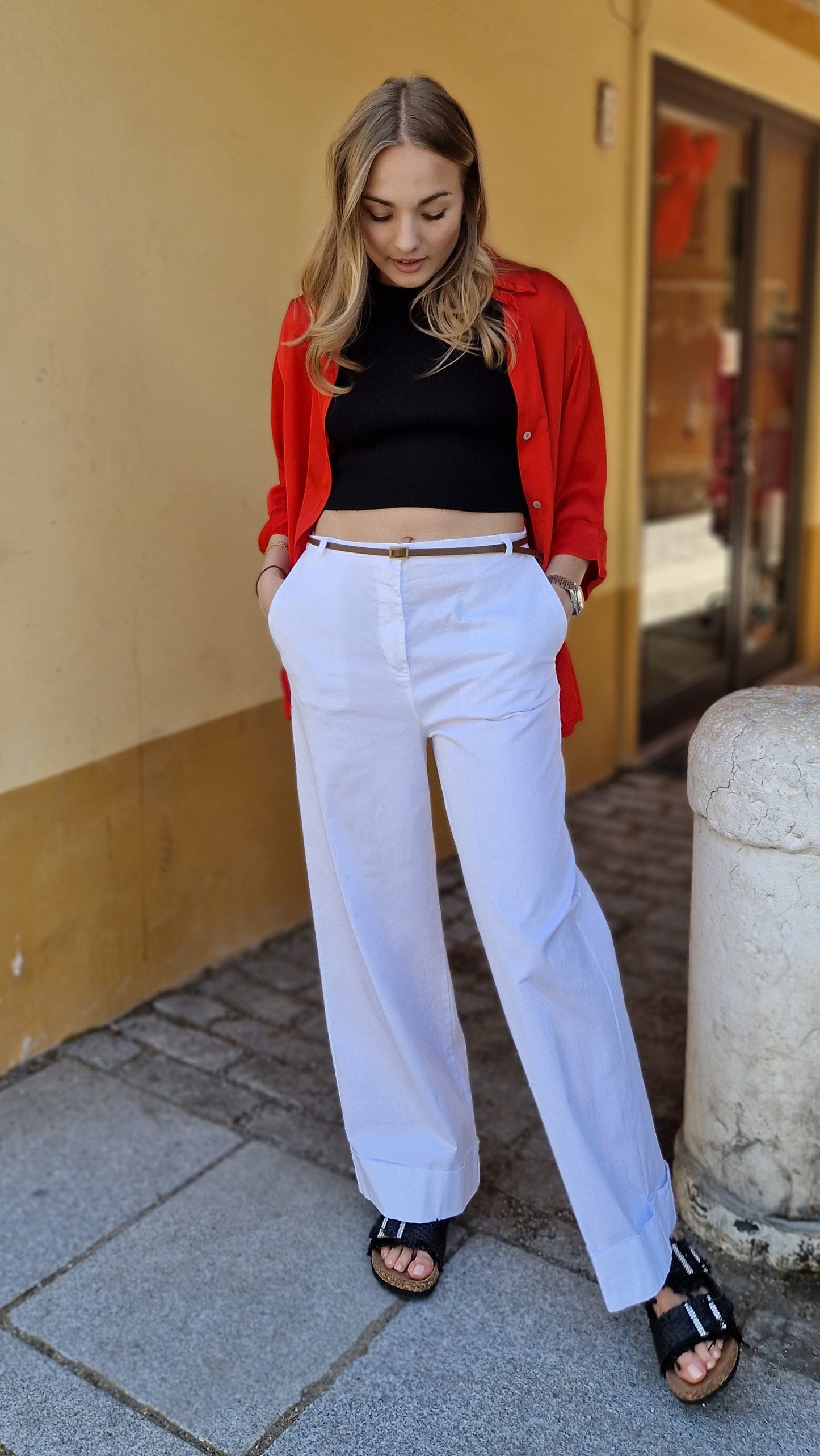Pantalone a palazzo in cotone estivo