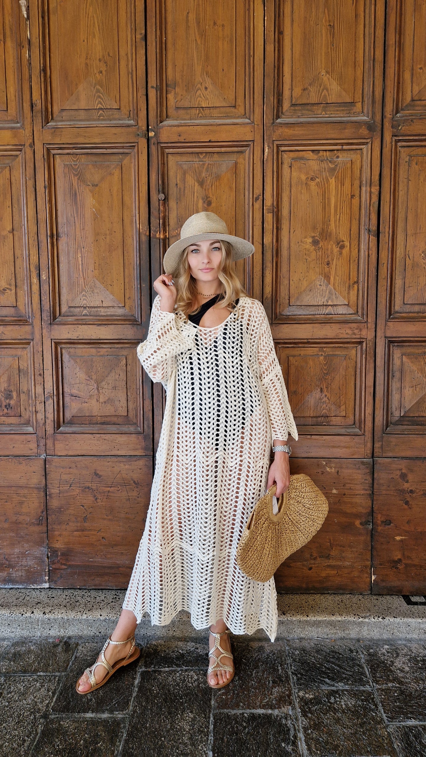 Cappello in paglia panama lurex