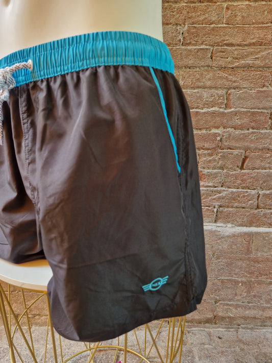 Boxer Mare Uomo N&S base nera con elastico turchese Corto