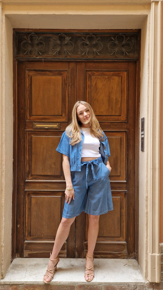 Set coordinato in viscosa simil Jeans
