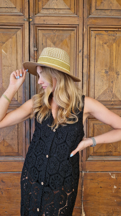 Cappello in paglia panama con lurex