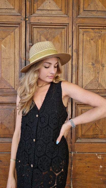 Cappello in paglia panama con lurex