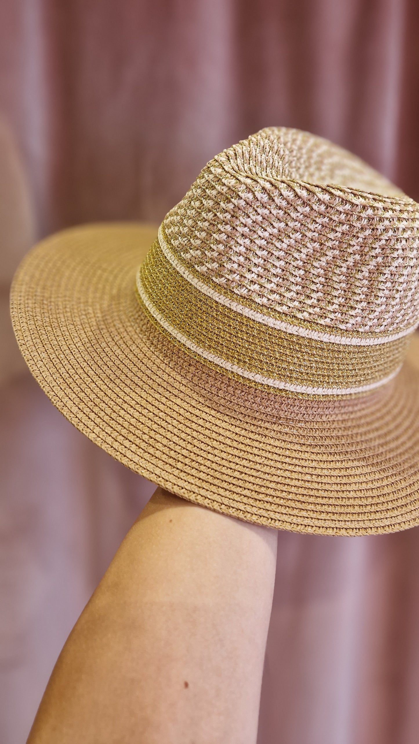 Cappello in paglia panama con lurex