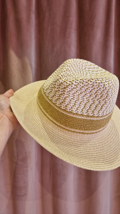 Cappello in paglia panama con lurex