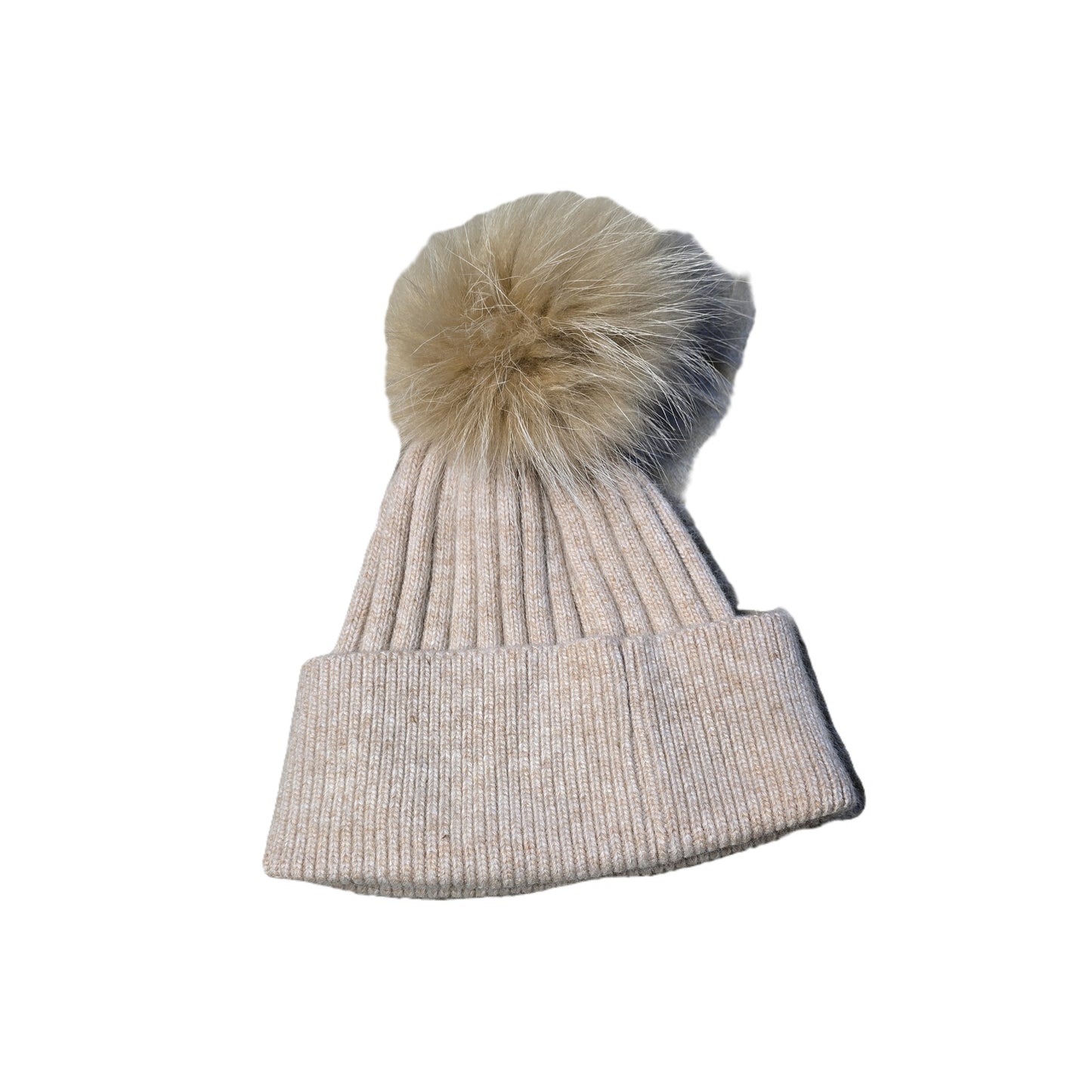 Cappello a costina con pon pon